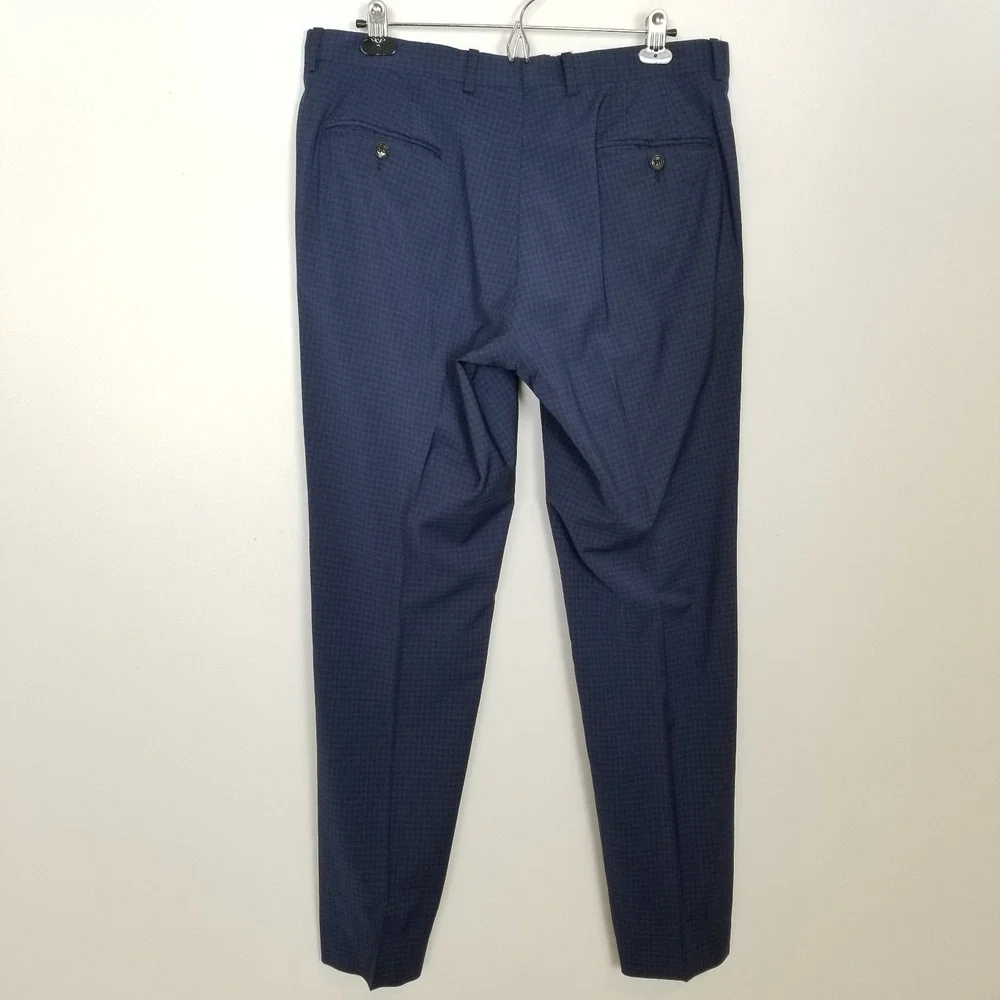 Ted Baker Men Wool Blend Dress Pants  Sz 35R x 30  Blue Check‎ Classic Preppy